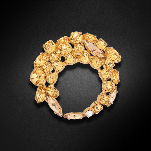 Брошь "Kristālzars (Golden Topaz / Colorado Topaz)" с кристаллами Swarovski™